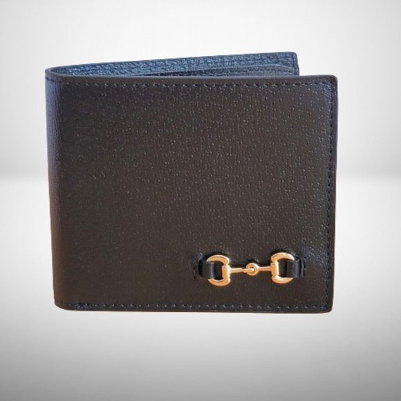 GUCCI BI-FOLD LEATHER WALLET WITH HORSEBIT - NEW - Picture 1 of 7